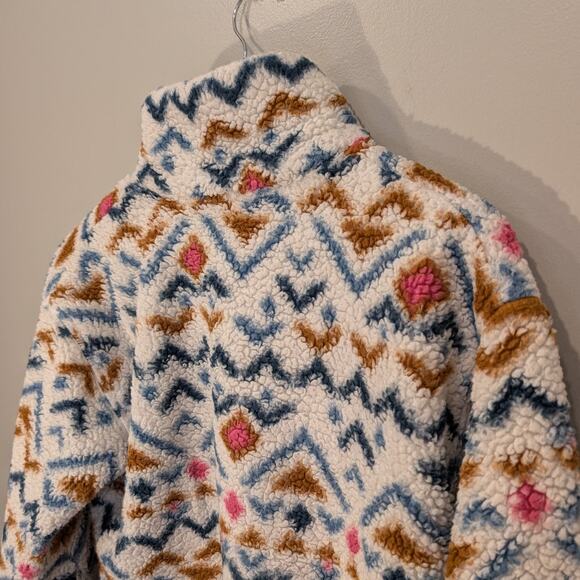 Eddie Bauer Fleece Pullover 1/4 Zip Tribal Inspired Pattern Cozy Layer - Size S - Picture 4 of 7